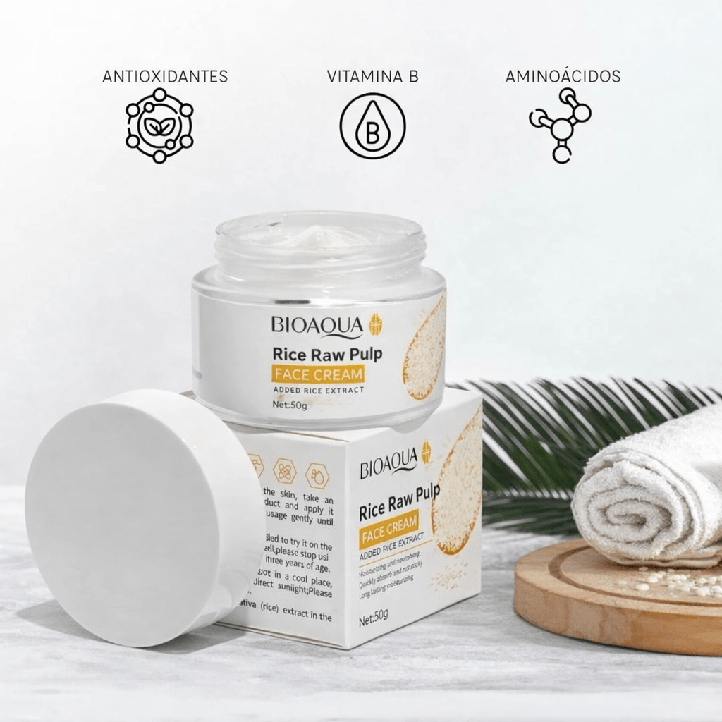 CREMA HIDRATANTE DE ARROZ - BIOAQUA - Duever Import